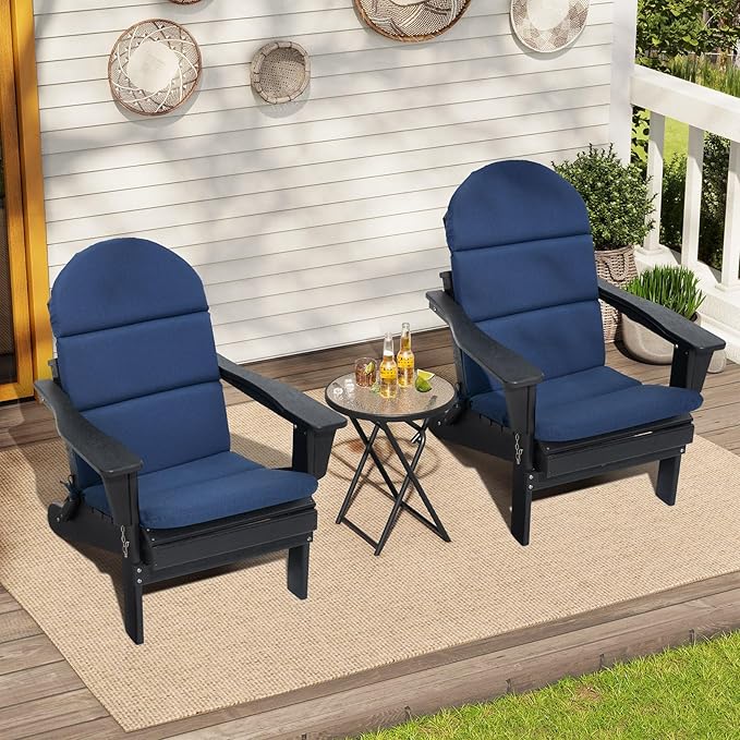 Crestlive 50x19.6 Inch Adirondack Chair Cushion, Waterproof, Fade Resistant, High Back Outdoor Rocking Chair Cushion for Patio, Navy