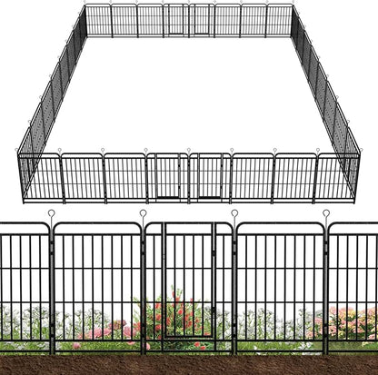 32 Panels No Dig Garden Fence 72 ft(L) X 40 in(H) Animal Barrier for Yard, Patio, Garden Borders, Outdoor Decorative Fencing with Thick Pipe Metal Panels