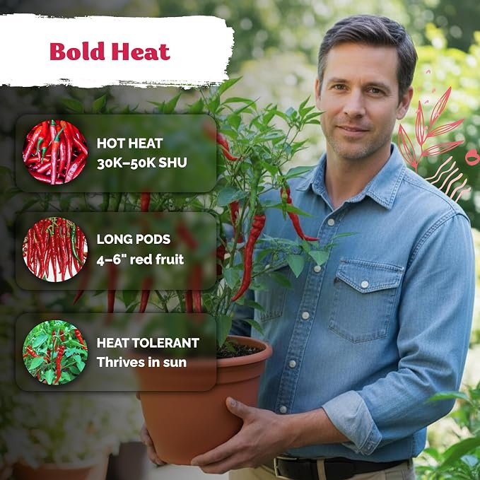 KVITER 100 Cayenne Long Slim Hot Pepper Seeds (Capsicum annuum) – Cayenne Pepper Seeds, Heirloom Long Hot Peppers – Non GMO Seed Packets Vegetable Garden, Containers & Indoor Garden