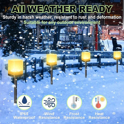 Solar Pathway Lights Outdoor, Waterproof Ground Light Featuring Crystal-Clear Ice Brick Aesthetic, Multi-use Landscape Decoration Lighting Solar Powered Garden Lawn Lamp (Warm White, 1 Pack)