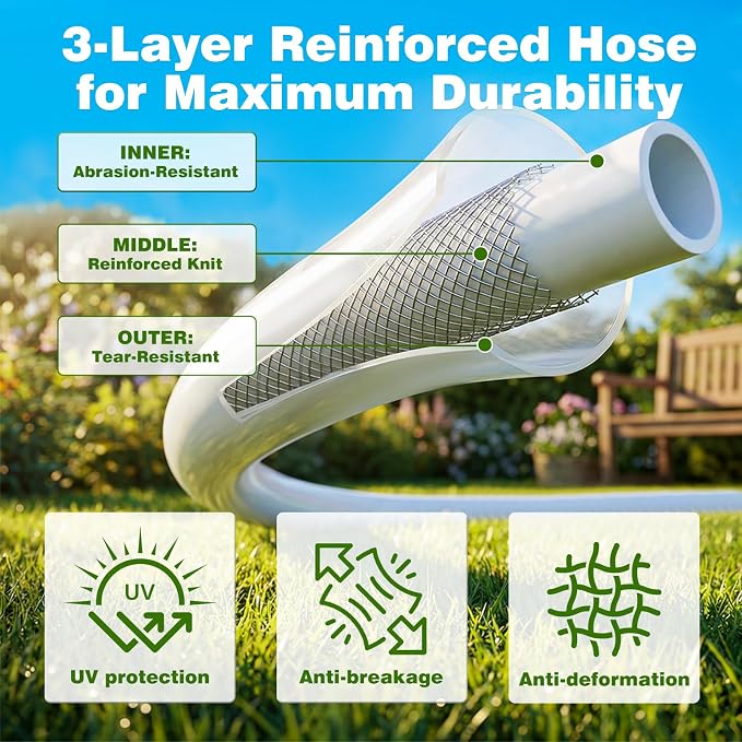 Retractable Garden Hose Reel 82FT x 1/2 in, Wall Mount Water Hose Reel for Outside with Auto Rewind, Tangle-Free Guide, 180° Swivel Bracket, Lock at Any Length, High-Pressure Flow, 10-Pattern Nozzle