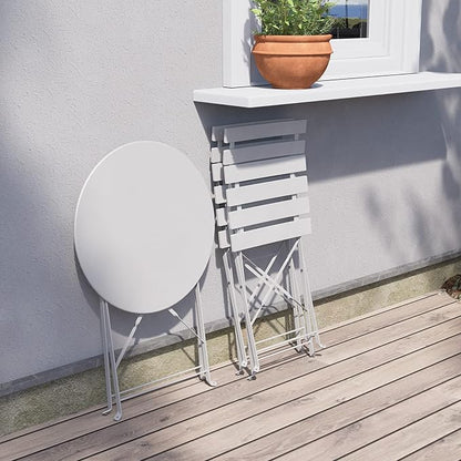 Grand patio 3-Piece Bistro Set Folding Outdoor Furniture Sets with Premium Frame Portable Design for Bistro & Balcony, White
