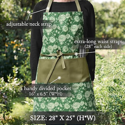 Colwelt Gardening Foam Kneeling Pad Set 3pcs, Gardening Gifts for Women Gardeners, Elegant Pattern Garden Protection Tools Set, Charming Garden Accessories(Extra Thick Kneeling Mat, Apron, Gloves)