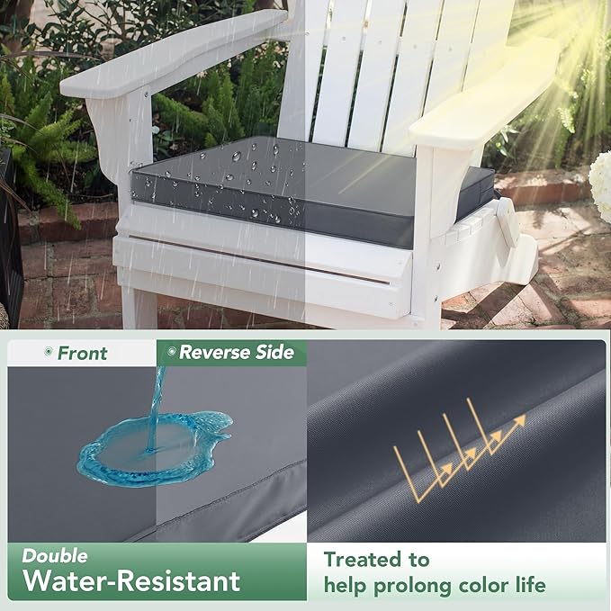 Outdoor Chair Cushions Set of 6: Waterproof & Fade Resistant Seat Cushion for Patio Furniture - 18.5 x 16 x 2 Inch Chair Pads with Ties and Hidden Zipper - Patio Chair Cushion Replacement, Dark Grey