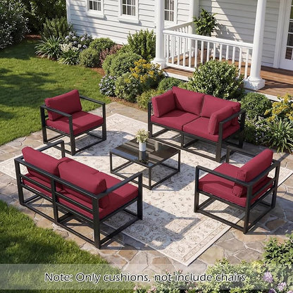 HOMREST 14-Piece Patio Replacement Cushions Set, Deep Seat 25x25 Inch Outdoor Sofa Cushions, Waterproof & Non-Slip Bottom, for 6-Seat Rattan Wicker Sectional Furniture,Burgundy