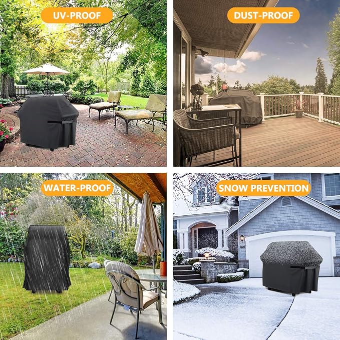 Grill Cover, 53-inch Heavy Duty Oxford Outside Waterproof Grill Covers, Dust-Proof Windproof UV Resistant BBQ Gas Cover Fit Most Brands Char Broil, Weber, Brinkmann, Holland