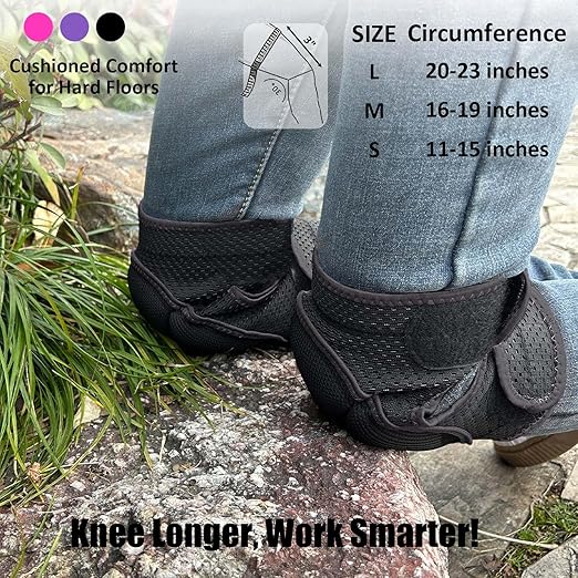 Gardening & Cleaning Knee Pads for Work, Soft EVA Foam Kneepads for Adult Men & Women, Breathable & Elastic with Anti-Slip Design, Great for Weeding, Flooring & Kneeling Worker for Kneeling, Black L