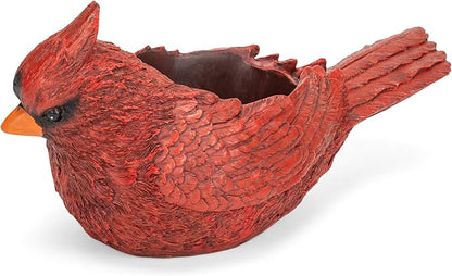 Napco Imports Red Painted Resin Cardinal Planter Bird Flower Pot Home Garden Decor Art Planter