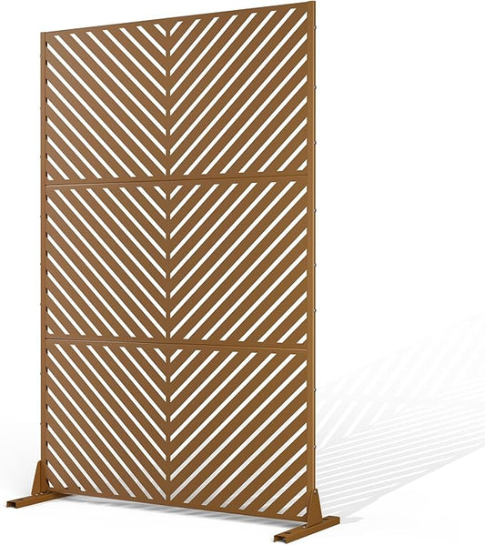Metal Privacy Screen Outdoor Privacy Screen, Freestanding Fence Panel for Outside, 72''H×47''W, Decorative Screen Panel for Backyard/Patio/Deck
