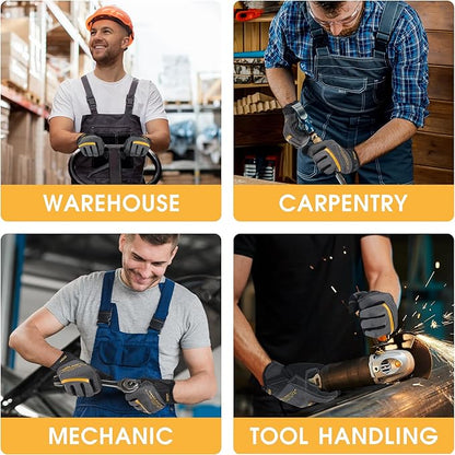 HANDLANDY Work Gloves for Men & Women, Utility Mechanic Working Gloves Touch Screen, Flexible Gardening Gloves for Yard