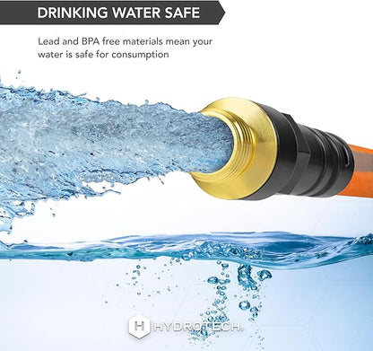 HydroTech FLATJACKET 5/8" 75 ft Flexible Garden Hose with Patented Force Control Technology - Kink-Free, Lightweight Design for Lawn Care, Gardening, Car Washing, and Outdoor Cleaning