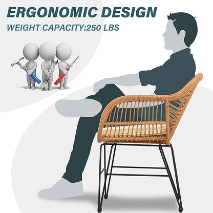 3 Piece Patio Set,Outdoor Bistro Set,Balcony Furniture,Wicker Patio Chairs,Front Porch Furniture,Outdoor Chairs Set of 2