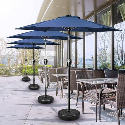 Simple Deluxe 2 Pack 9FT Outdoor Patio Umbrella Table Market Umbrella with Push Button Tilt and Crank, 8 Sturdy Ribs, UV Protection Waterproof for Garden, Lawn, Deck, Backyard, Pool, Blue