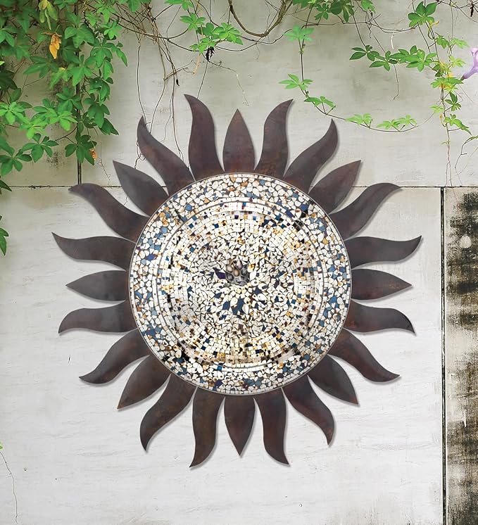 Regal Art & Gift Dazzle Large Metal Sun Wall Decor - 36 Inch | Indoor Outdoor Rust-Resistant Sunburst Sculpture | Eye-Catching Metal Sun Wall Art Accent for Patio, Garden, Living Room