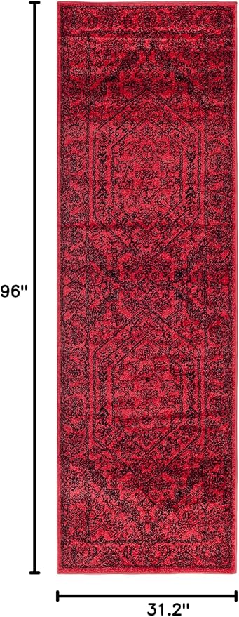 SAFAVIEH Adirondack Collection Runner Rug - 2'6" x 8', Red & Black, Oriental Medallion Design, Non-Shedding & Easy Care, Ideal for High Traffic Areas in Living Room, Bedroom (ADR108F)