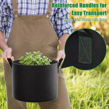 FEED GARDEN 5 Gallon Grow Bags 4 Pack – 300G Non-Woven Thickened Fabric Plant Pots with Reinforced Handles, Breathable Drainage Planters for Vegetables, Flowers & Herbs Indoor Outdoor