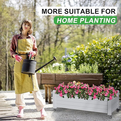 Elevated Raised Garden Bed with Legs,Outdoor Large Resin Patio Planter Box Stand Divisible with Drain Plug,Water Monitor for Plants Vegetables Flowers Fruits(Ashen)
