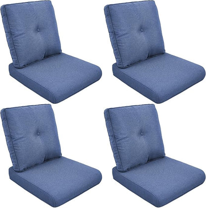 Patio Cushions for Outdoor Furniture - 22" x 25" x 4" UV Resistant Thick Foam Cushions Water Resistant Replacement Cushion for Outdoor Patio Furniture Chair/Sofa/Couch | Blue | 4-Pack |