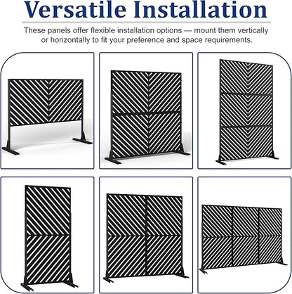 Outdoor Privacy Screen,72" H×47" W Metal Privacy Screen, Freestanding Privacy Fence Panels for Patio