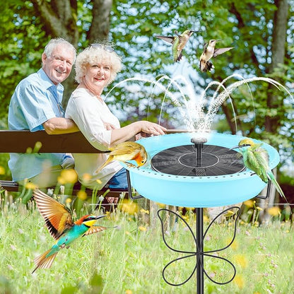 37In Bird Bath for Outside, 2-in-1 Birdbath & Birdfeeder with Detachable Plastic Bowl, Metal Butterfly Stake & Sturdy 5-Pronged Base for Outdoor Garden Yard Decor (Blue)