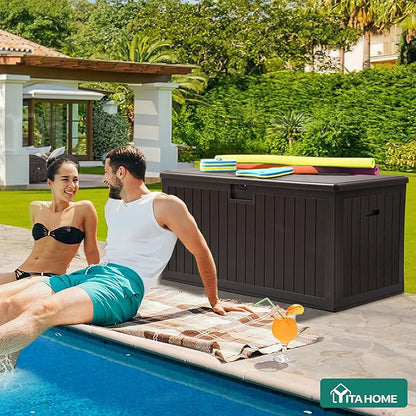 YITAHOME XL 180 Gallon Large Deck Box,Outdoor Storage for Patio Furniture Cushions,Garden Tools,Waterproof,Lockable (Black)