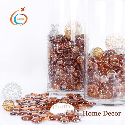 11LB Amber Flat Glass Marbles for Vase Filler, Aquariums, Hydroponics, Home Decor & DIY Crafts