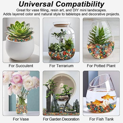 Fish Tank Decor,Landscaping Pebbles, River Rocks Decorative Ornamental Pebbles, DIY Smoothed Rocks for Potted Plant Resin Art Vase Fillers Aquarium Gravel Rocks (Colorful, 10 Pounds)