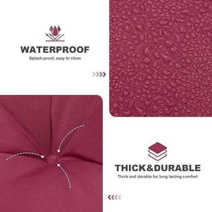 Porch Swing Cushions,Outdoor Cushions 3 Seater Replacement with Backrest, Waterproof Thickened Bench Cushion with Ties for Porch, Patio,Outdoor, Backyard and Garden (Wine Red 47 * 40 in)