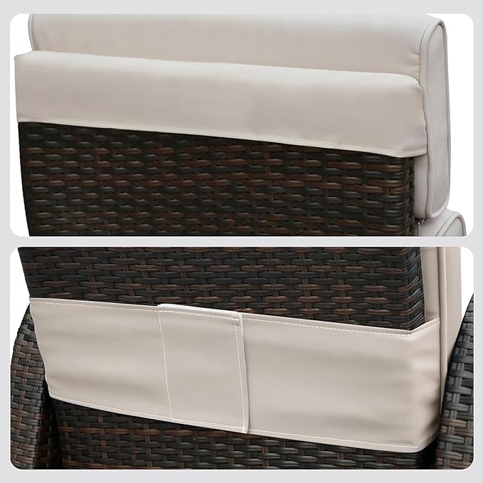 ATR ART TO REAL Outdoor Recliner Replacement Cushion, High Back Chair Cushions Patio Wicker Reclinning Chairs Seat Pad, Removable Cover, Waterproof, UV Resistant (Style A, Khaki)