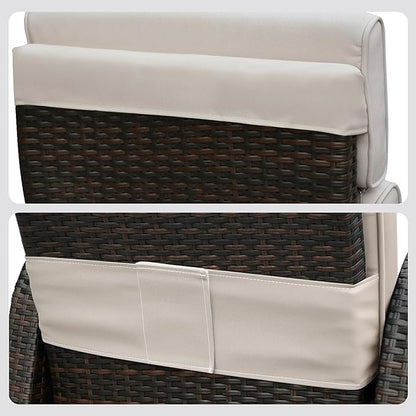 ATR ART TO REAL Outdoor Recliner Replacement Cushion, High Back Chair Cushions Patio Wicker Reclinning Chairs Seat Pad, Removable Cover, Waterproof, UV Resistant (Style A, Khaki)