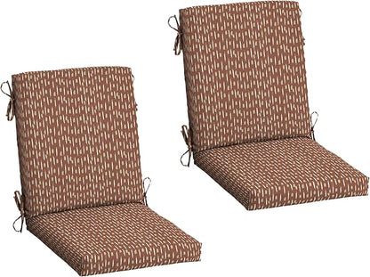 Arden 2-Pack Outdoor Patio Dining Chair Cushion, 20x44, Rain-Proof Seat Pad, Fade-Resistant Outdoor Cushion Rust Red Brushed Texture