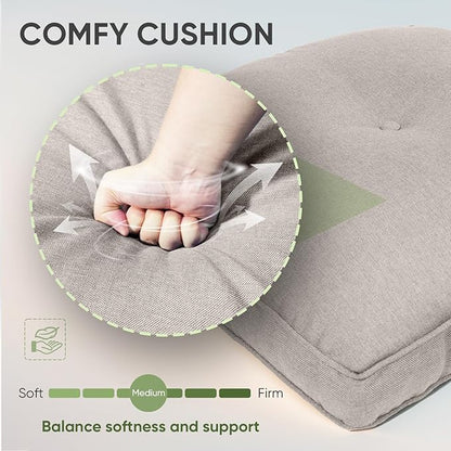 Outdoor Chair Cushion Set, 25 x 22 Deep Seat Cushion, Patio Chair Cushions for Outdoor, Include 1 Seat Cushion and 1 Back Cushion, Beige