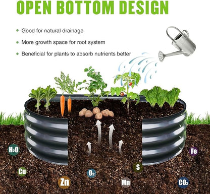 GrowHaus 4x2x1FT Galvanized Raised Garden Bed, Planter Boxes Outdoor Metal Garden Beds for Planting Vegetables Flowers Herbs Dark Gray