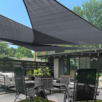 LOVE STORY 16' x 16' x 22' Right Triangle Graphite Grey Sun Shade Sail Canopy UV Block Cover for Outdoor Patio Garden Backyard