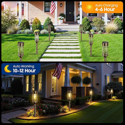 LETMY 4 Pack Brown Solar Pathway Lights Outdoor, Bright Solar Lights Outdoor Waterproof IP65, Solar Garden Lights Outdoor for Yard Walkway Driveway Landscape Garden Decor (Bronze)