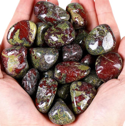 QINJIEJIE Dragon Bloodstone Polished Stones Tumbled Crystals Bulk Gemstones Healing Crystal Rocks Set Decorative Landscape Quartz Real Reiki Stone for Vase Home Decor Energy Witchcraft Gifts 0.5 LBS