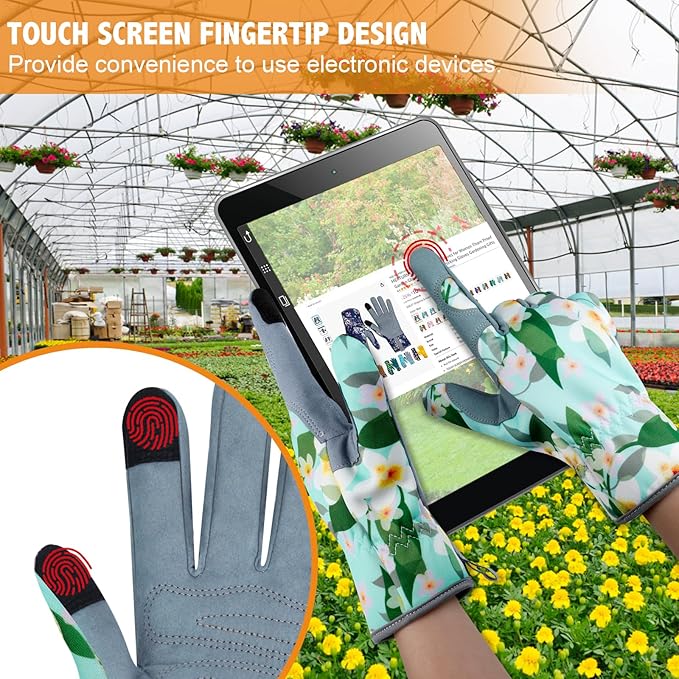 Leather Gardening Gloves for Women Thorn Proof Garden Gloves Touch Screen Working Gloves Gifts,M