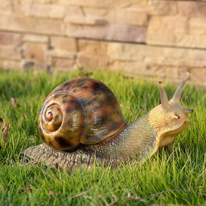 Garden Snail Figurine - Resin Sculpture, Snail Decor, Suitable for Outdoor Pond Garden Lawn Landscape Decoration, Unique Home Decor(7 inches)