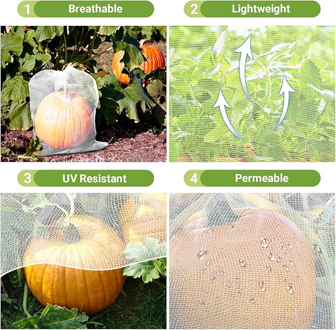 Fruit Protection Bags Large, 20pcs 23 x 16 inch Garden Insect Barrier Netting Bags with Drawstring, Plant Cover Bags for Tomatoes Fruit Trees Bananas Young Plants from Bugs Birds