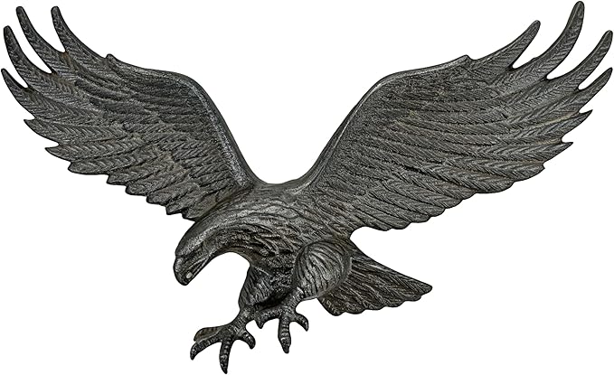 Linton Arts Metal Eagle Wall Decor – Cast Iron Patriotic Decoration Wall Art for Outdoor & Indoor, American Eagle Wall Hanging for Home, Garden, Patio, Door,Garage Decoration