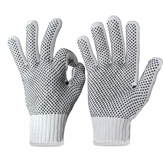 Evridwear Cotton Polyester String Knit Shell Safety Protection Work Gloves for Painter Mechanic Industrial Warehouse Gardening Construction One Case (12 Pairs X20) With Two Side dots, S Size
