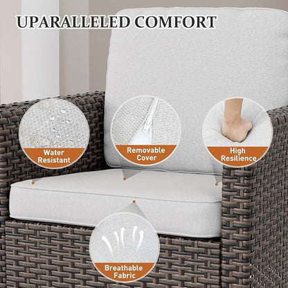 Canyon Ridge 3 Piece Outdoor Patio Bistro Set with Patio Chairs and Side Table, Outdoor Furniture Set, Brown/Beige