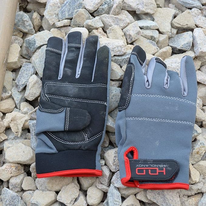 HANDLANDY Work Gloves for Men & Women, Utility Mechanic Working Gloves Touch Screen, Flexible Gardening Gloves for Yard