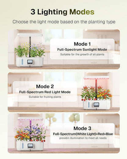 HBN Indoor Garden Hydroponics Growing System, 12 Pods Plant Germination Kit with LED Grow Light, LCD Touch Panel Quiet Automatic Hydroponic Height Adjustable - Grower Harvest Vegetable Lettuce