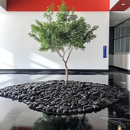 40 lbs Black River Rocks - Large Polished Black Pebbles for Plants & Garden Decorative Stones，2-3" Polished Pebbles for Landscaping, Fish Tanks, Flower Pots, Water Fountains