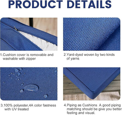 ARTPLAN Olefin 24x24 Deep Seat Patio Cushions for Outdoor Furniture,Extra 6 inch Thick,Back 18"x24",Removable,Replacement,Solid/Floral,Outdoor/Indoor,Navy Blue