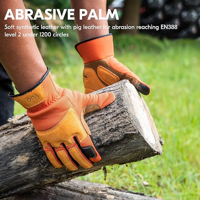 Vgo... 1-Pair Gardening Gloves Men, Safety Work Gloves, Puncture-proof, Thornproof, Touchscreen (SL7475)