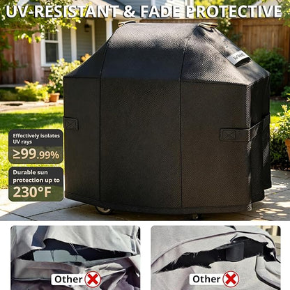 Ultimate Durable 55 Inch Grill Cover for Outdoor Grill,Heavy Duty Waterproof Rip-Proof BBQ Cover,Fade Resistant Gas Grill Cover with Straps,3-4 Burner Barbecue Cover for Weber Char-Broil Nexgrill,etc