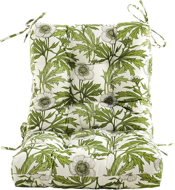 ARTPLAN Seat/Back Outdoor Chair Cushion,Set of 4 Patio Chair Cushion with Tie,Tufted Replacement for Patio Furniture,40x20x4 Inches,4 Count,Floral