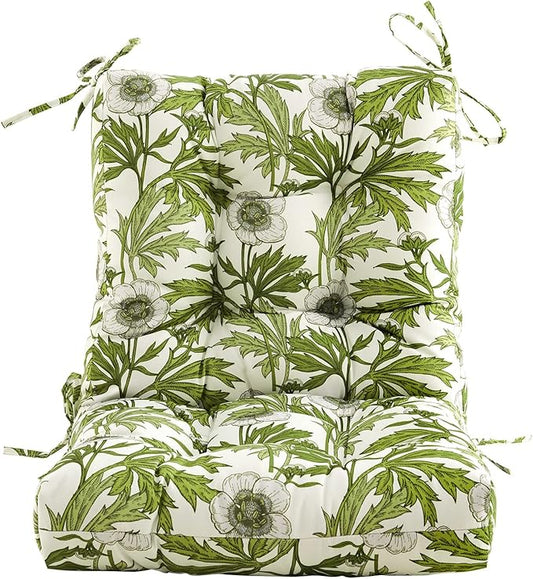 ARTPLAN Seat/Back Outdoor Chair Cushion,Set of 4 Patio Chair Cushion with Tie,Tufted Replacement for Patio Furniture,40x20x4 Inches,4 Count,Floral